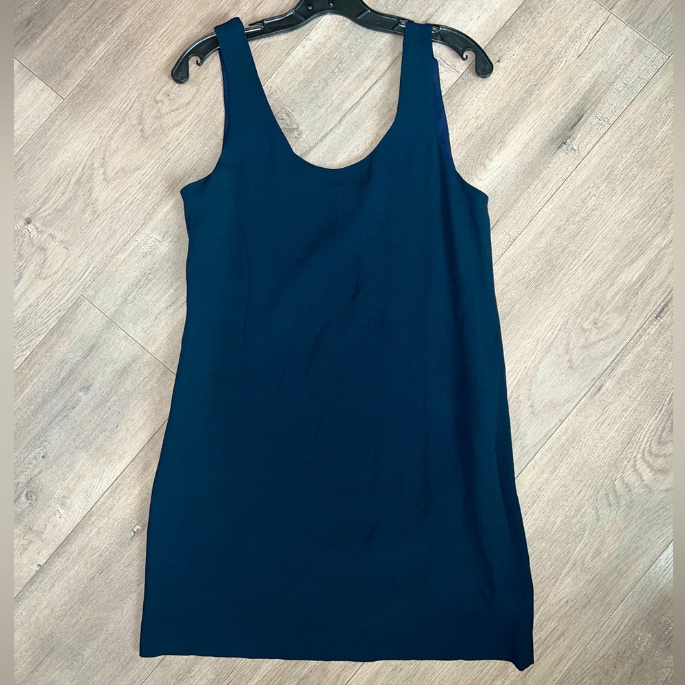 Theory Scoop Neck Mini Dress Sullivan crepe navy